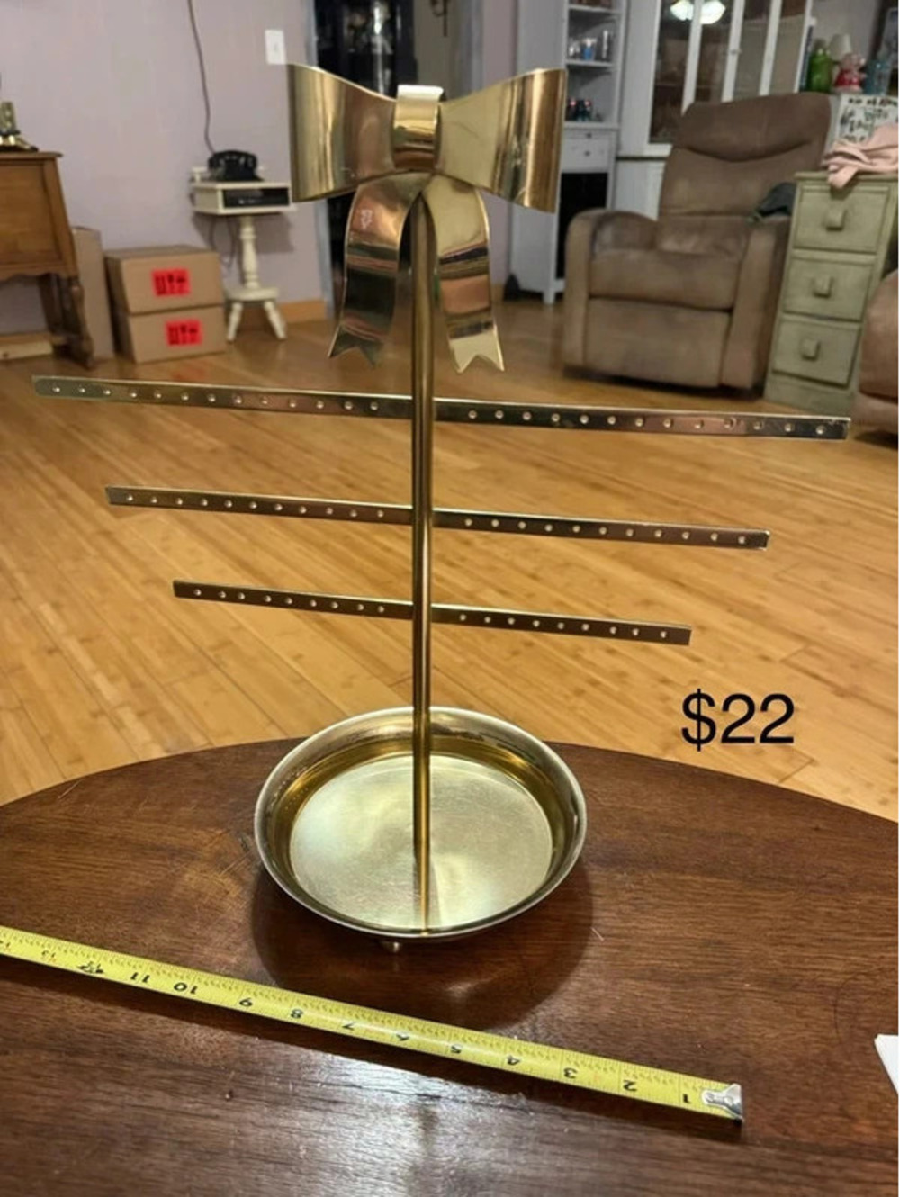 Brass Bow Jewelry Holder